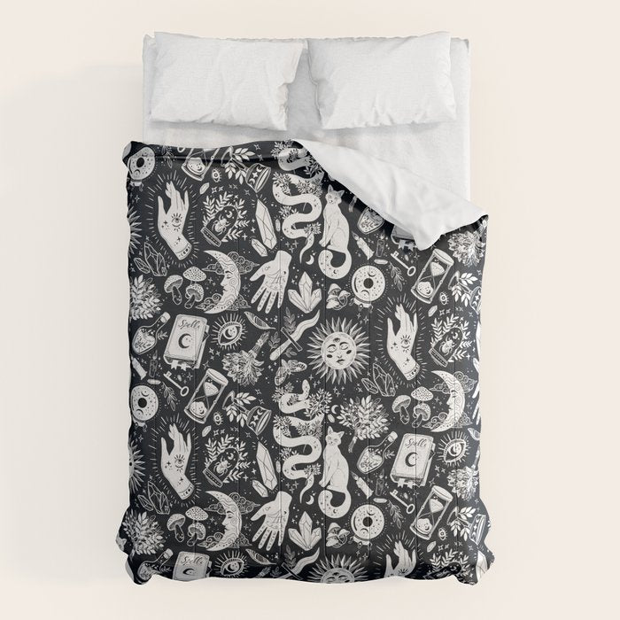 Witchy Things In Black And White Comforter Gallery Image 6