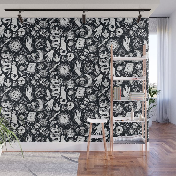 Witchy Things In Black And White Wall Mural Gallery Image 1