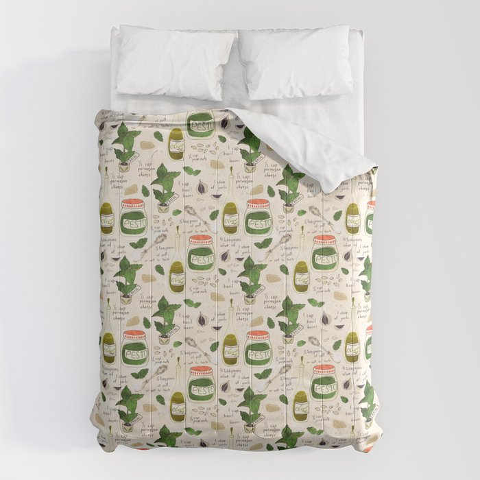 Pesto. Illustrated Recipe. Comforter Gallery Image 1