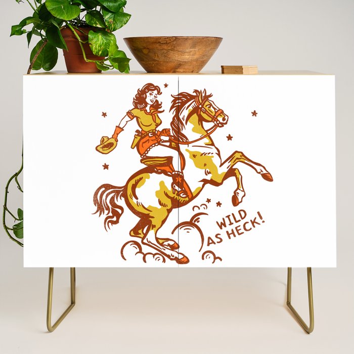 Funny Cowgirl On A Horse Credenza Gallery Image 1