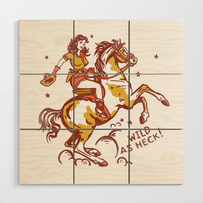 Funny Cowgirl On A Horse Wood Wall Art Gallery Image 1