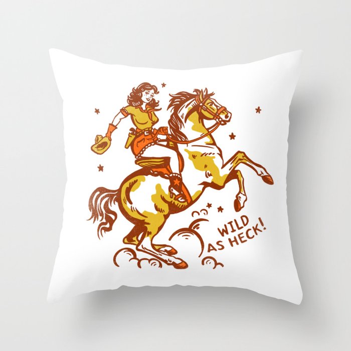 Funny Cowgirl On A Horse Throw Pillow Gallery Image 1
