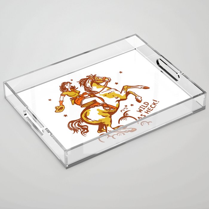Funny Cowgirl On A Horse Acrylic Tray Gallery Image 1