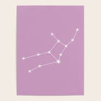 Virgo Zodiac Star Constellation Line Art Pastel Lilac Poster Gallery Image 4