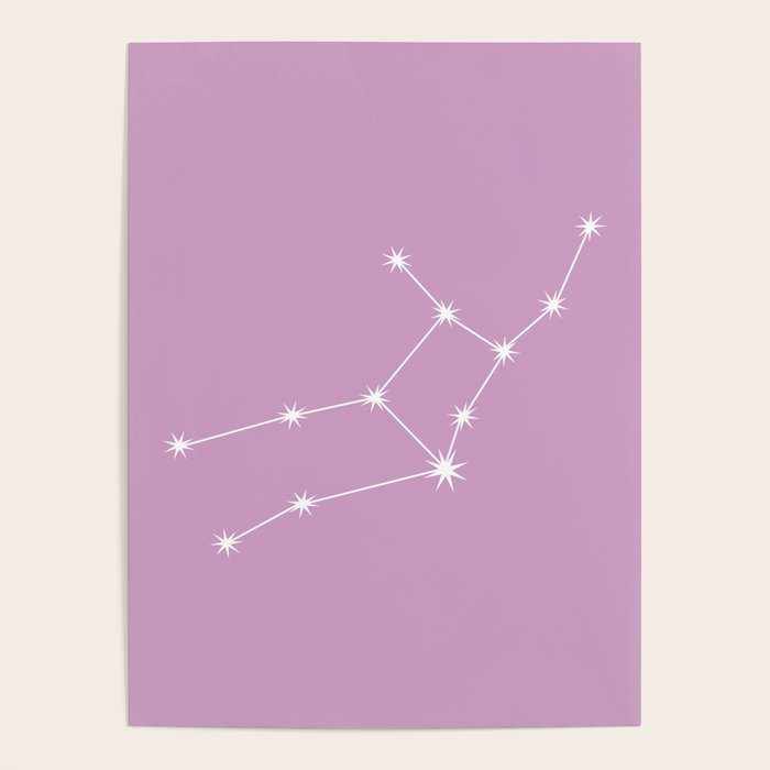 Virgo Zodiac Star Constellation Line Art Pastel Lilac Poster Gallery Image 4