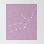Virgo Zodiac Star Constellation Line Art Pastel Lilac Throw Blanket Gallery Image 2