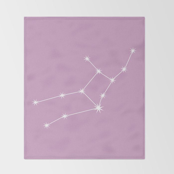 Virgo Zodiac Star Constellation Line Art Pastel Lilac Throw Blanket Gallery Image 2