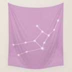 Virgo Zodiac Star Constellation Line Art Pastel Lilac Wall Tapestry Gallery Image 4