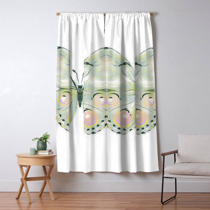 Exquisite Light Green Watercolour Butterfly Window Curtain Gallery Image 5