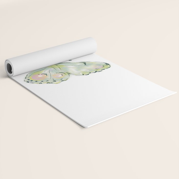 Exquisite Light Green Watercolour Butterfly Yoga Mat Gallery Image 2