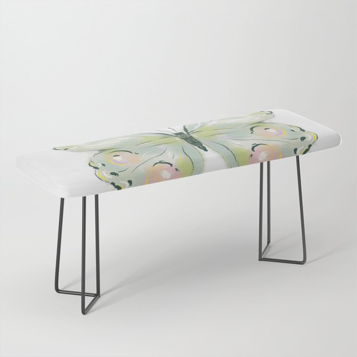 Exquisite Light Green Watercolour Butterfly Bench Gallery Image 1