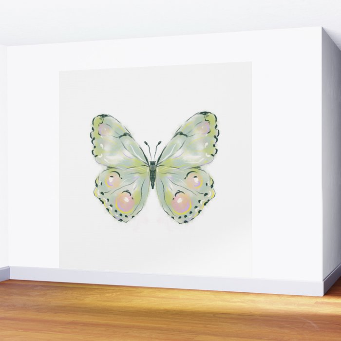 Exquisite Light Green Watercolour Butterfly Wall Mural Gallery Image 2