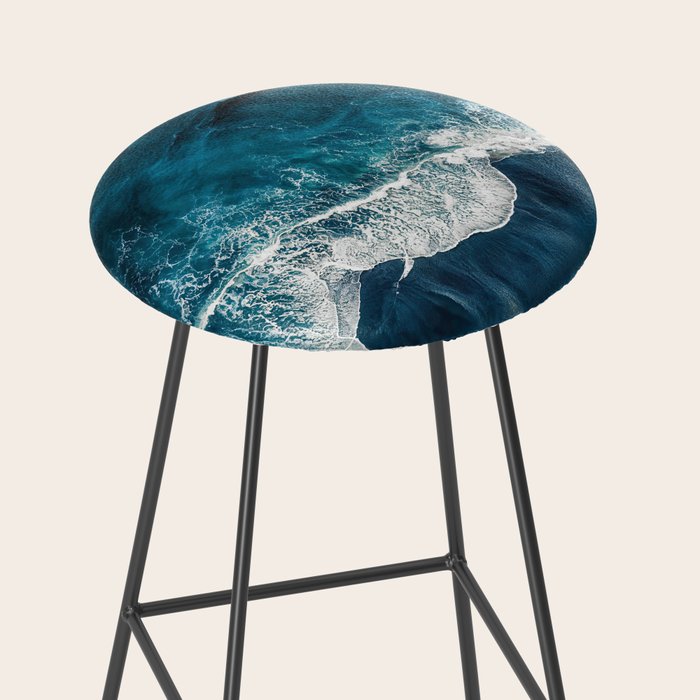 Wild Waves on a Black Beach in Iceland - Moody Aerial Photography Stool Gallery Image 2
