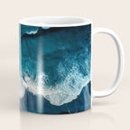 Wild Waves on a Black Beach in Iceland - Moody Aerial Photography Coffee Mug Gallery Image 1