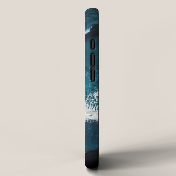 Wild Waves on a Black Beach in Iceland - Moody Aerial Photography iPhone Case Gallery Image 2