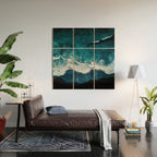 Wild Waves on a Black Beach in Iceland - Moody Aerial Photography Wood Wall Art Gallery Image 2