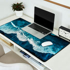 Wild Waves on a Black Beach in Iceland - Moody Aerial Photography Desk Mat Gallery Image 2