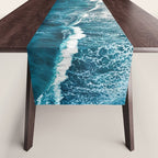 Wild Waves on a Black Beach in Iceland - Moody Aerial Photography Table Runner Gallery Image 1