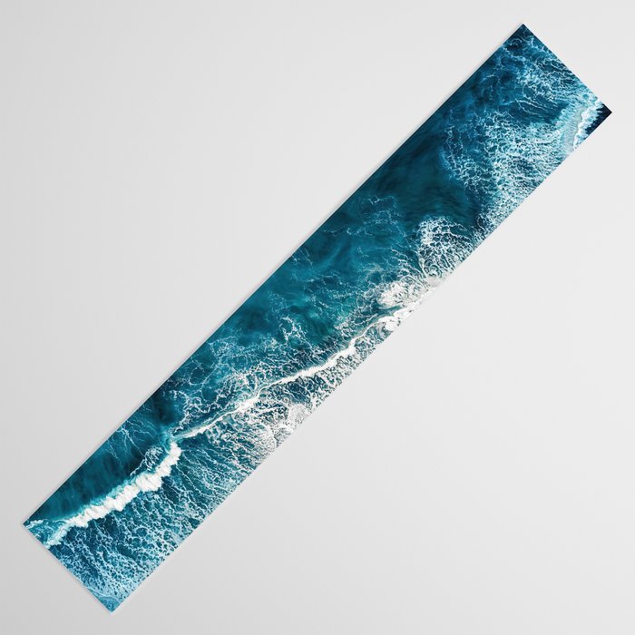 Wild Waves on a Black Beach in Iceland - Moody Aerial Photography Table Runner Gallery Image 3