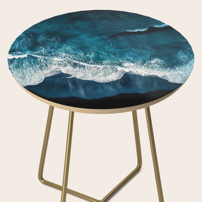 Wild Waves on a Black Beach in Iceland - Moody Aerial Photography Side Table Gallery Image 2