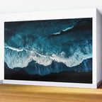 Wild Waves on a Black Beach in Iceland - Moody Aerial Photography Wall Mural Gallery Image 2