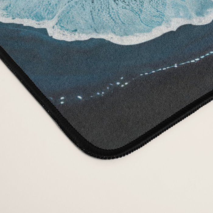 Wild Waves on a Black Beach in Iceland - Moody Aerial Photography Desk Mat Gallery Image 4