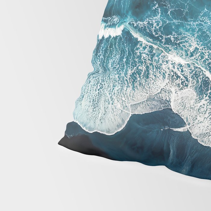 Wild Waves on a Black Beach in Iceland - Moody Aerial Photography Pillow Sham Gallery Image 4