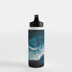 Wild Waves on a Black Beach in Iceland - Moody Aerial Photography Water Bottle Gallery Image 3