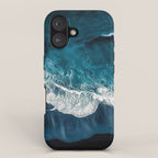 Wild Waves on a Black Beach in Iceland - Moody Aerial Photography iPhone Case Gallery Image 1