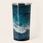 Wild Waves on a Black Beach in Iceland - Moody Aerial Photography Travel Mug Gallery Image 1