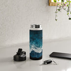 Wild Waves on a Black Beach in Iceland - Moody Aerial Photography Water Bottle Gallery Image 4