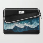 Wild Waves on a Black Beach in Iceland - Moody Aerial Photography Laptop Sleeve Gallery Image 2