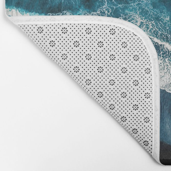 Wild Waves on a Black Beach in Iceland - Moody Aerial Photography Bath Mat Gallery Image 2