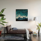 Wild Waves on a Black Beach in Iceland - Moody Aerial Photography Wood Wall Art Gallery Image 2