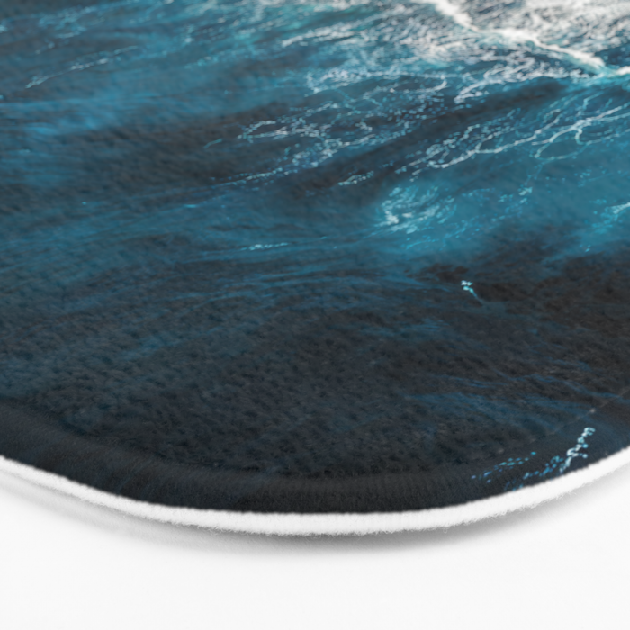 Wild Waves on a Black Beach in Iceland - Moody Aerial Photography Bath Mat Gallery Image 3
