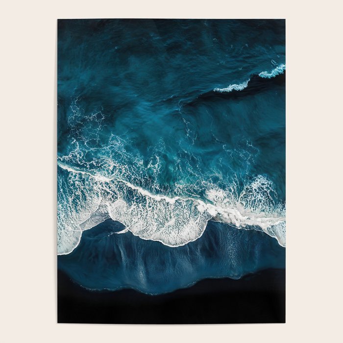 Wild Waves on a Black Beach in Iceland - Moody Aerial Photography Poster Gallery Image 4