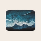 Wild Waves on a Black Beach in Iceland - Moody Aerial Photography Bath Mat Gallery Image 1