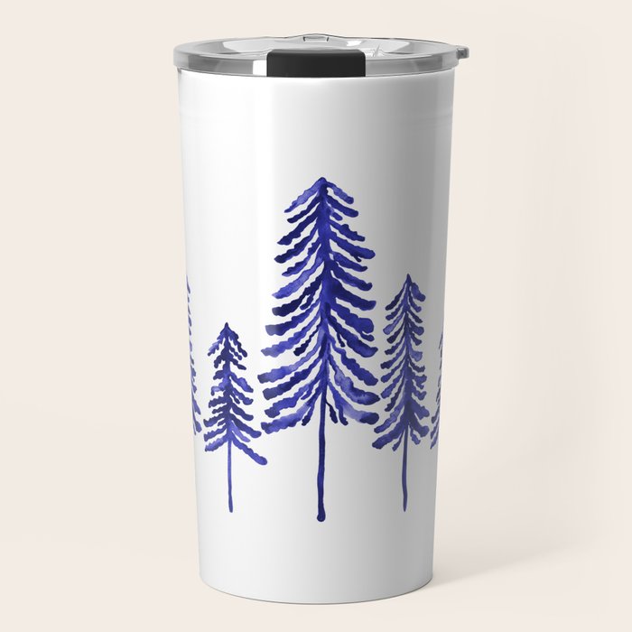 Pine Trees - Navy Travel Mug Gallery Image 1