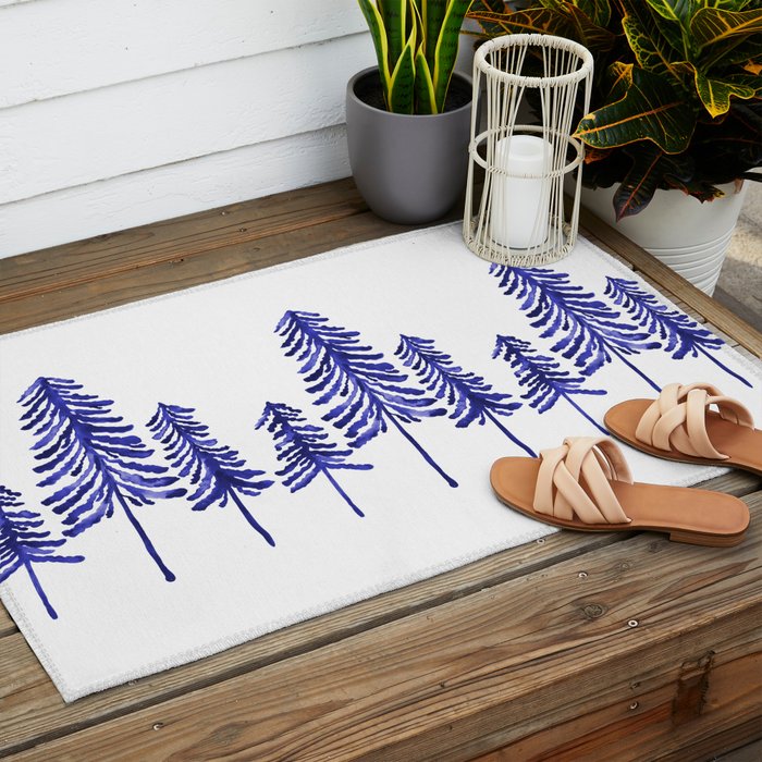 Pine Trees - Navy Outdoor Rug Gallery Image 2