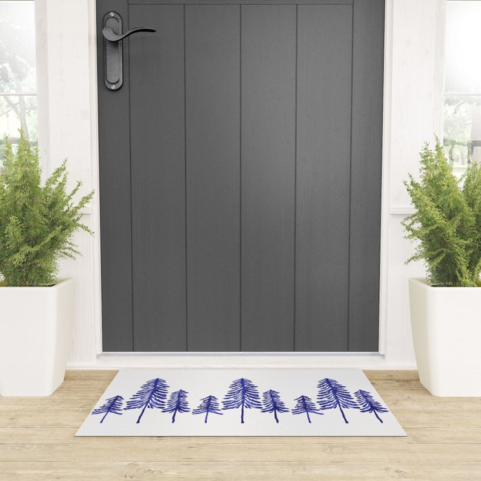 Pine Trees - Navy Welcome Mat Gallery Image 3