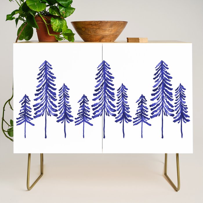 Pine Trees - Navy Credenza Gallery Image 1