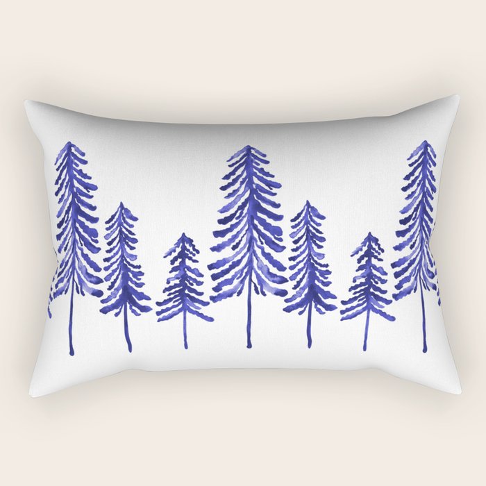 Pine Trees - Navy Rectangular Pillow Gallery Image 1