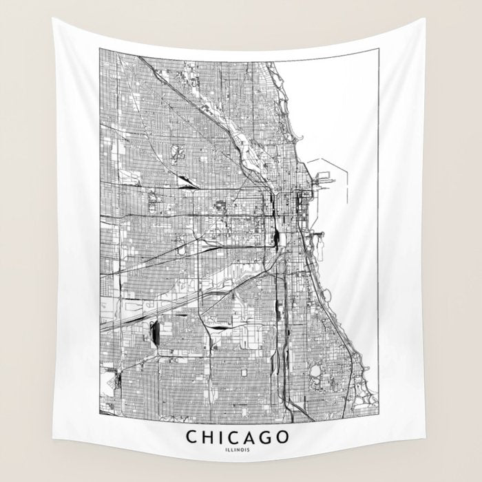 Chicago Map Wall Tapestry Gallery Image 4