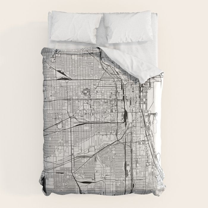 Chicago Map Duvet Cover