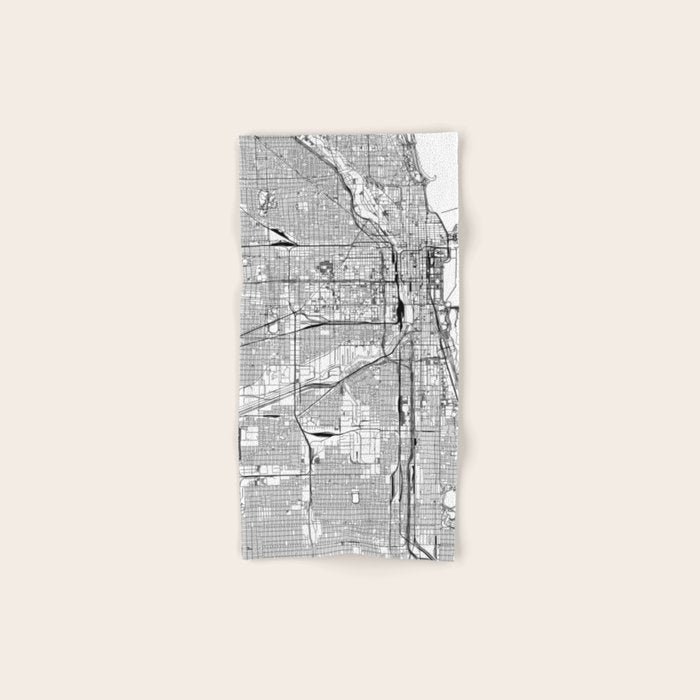 Chicago Map Bath Towel Gallery Image 1