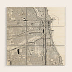 Chicago Map Wood Wall Art Gallery Image 1