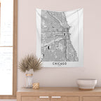 Chicago Map Wall Tapestry Gallery Image 2