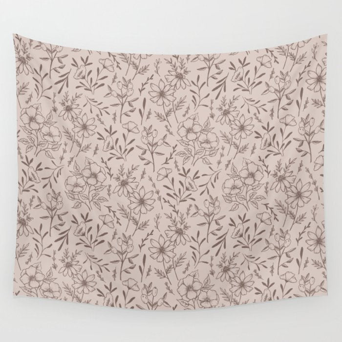 Pink Flower Pattern Wall Tapestry Gallery Image 4