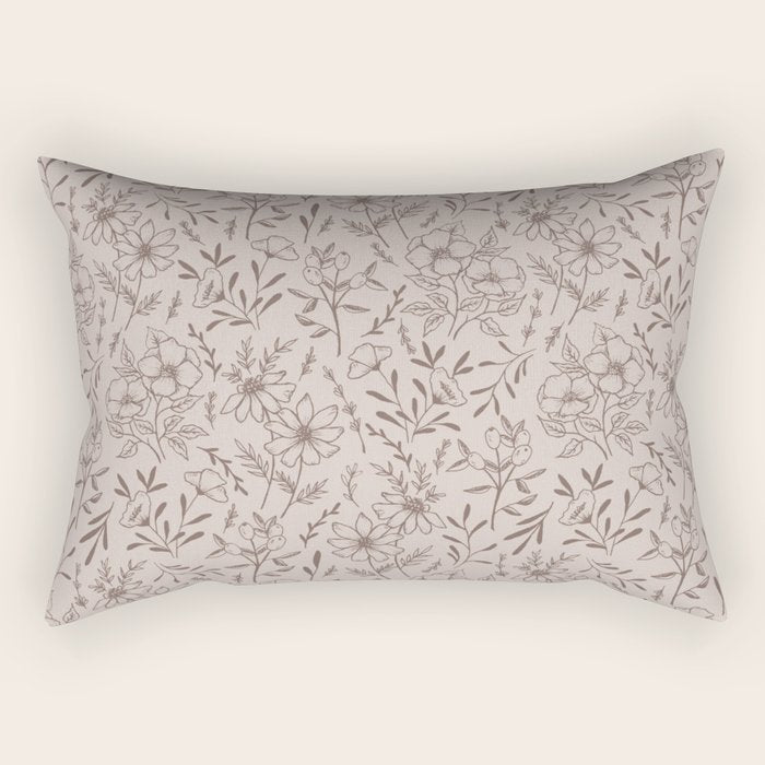 Pink Flower Pattern Rectangular Pillow Gallery Image 1