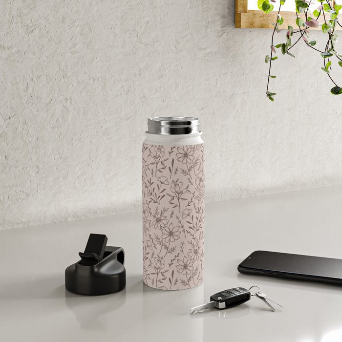 Pink Flower Pattern Water Bottle Gallery Image 4